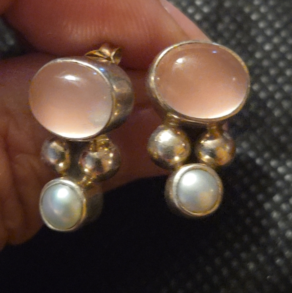 Elegant Pink and Silver Earrings
